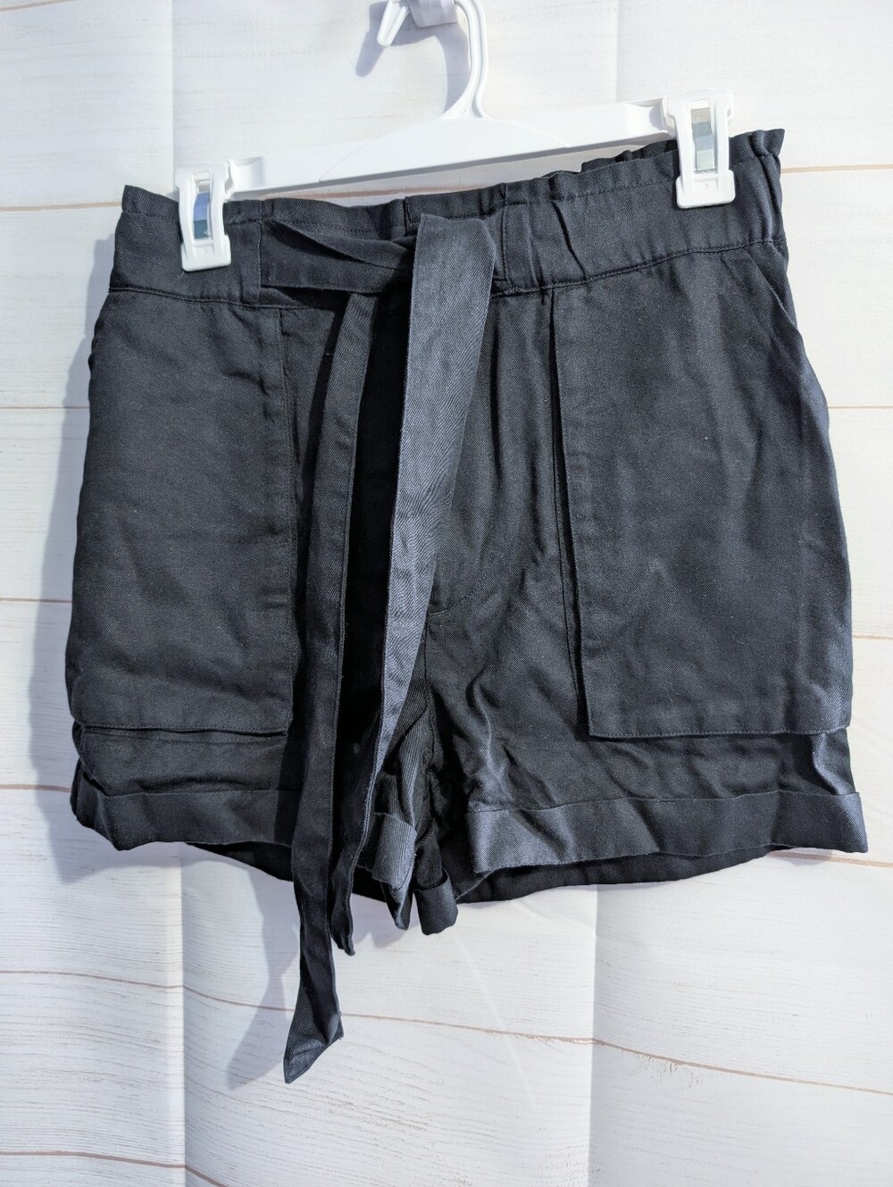 Nwot Twik Black Tie-Waist Lyocel Belted Shorts Size Small